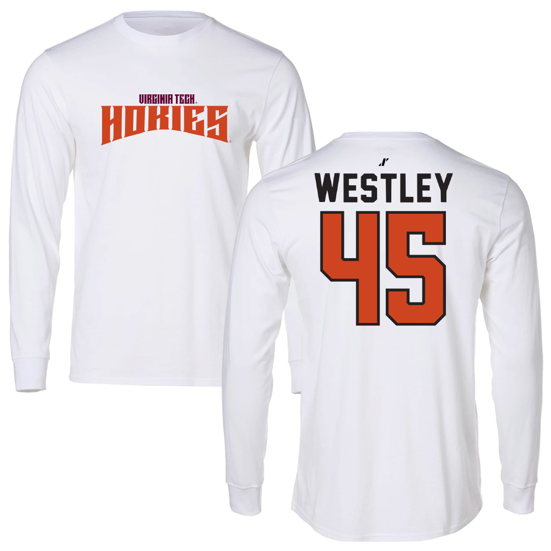 Virginia Tech Baseball White Classic Long Sleeve - #45 Matthew Westley