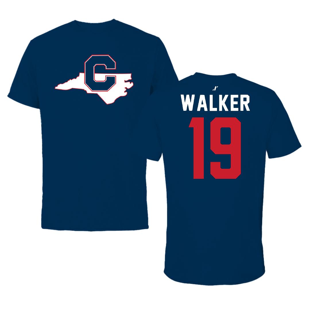 Catawba College Lacrosse Navy State Tee - #19 Cooper Walker