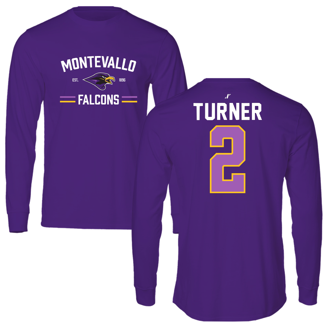 University of Montevallo Baseball Purple General Performance Long Sleeve - #2 McGwire Turner