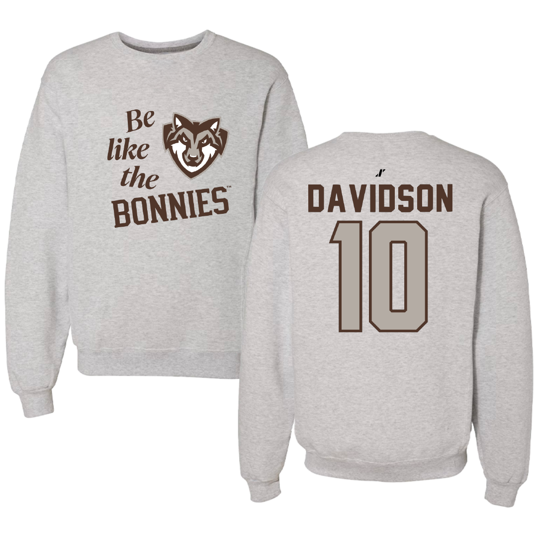 St. Bonaventure University Basketball Light Gray Be Like Us Crewneck - #10 Mya Davidson