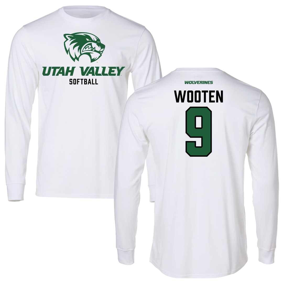 Utah Valley University Softball White Long Sleeve - #9 Taylor Wooten
