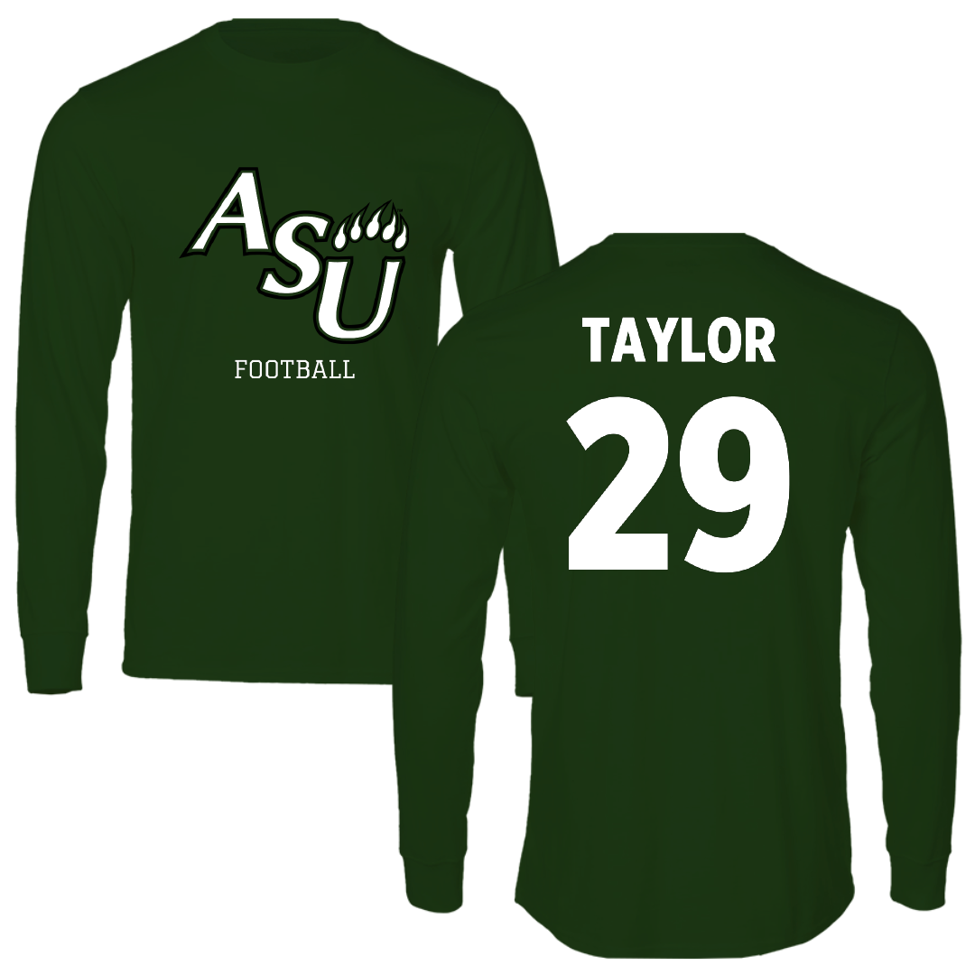 Adams State University Football Forest Green Block Performance Long Sleeve - #29 Roscoe Taylor