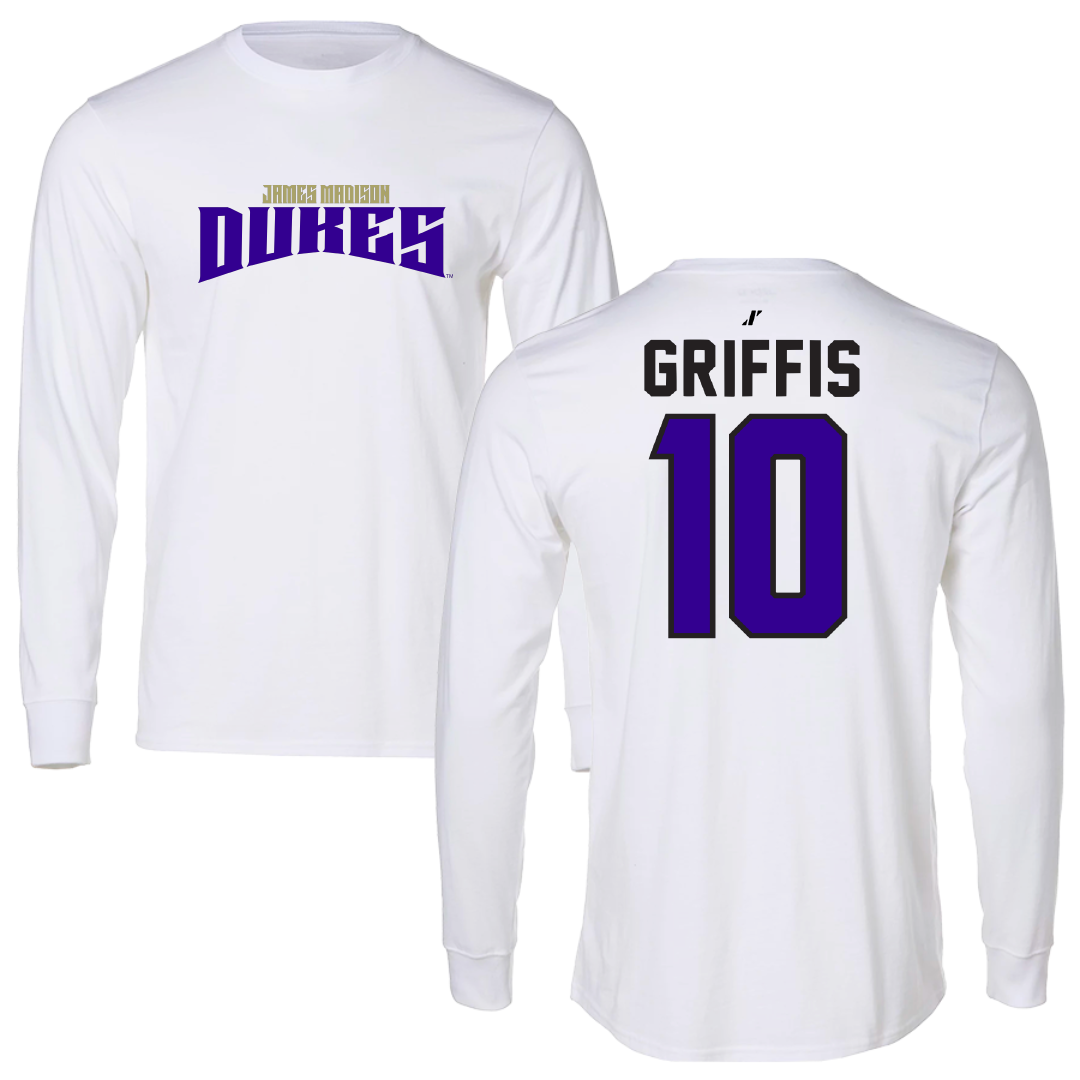 James Madison University Football White Classic Performance Long Sleeve - #10 Brett Griffis