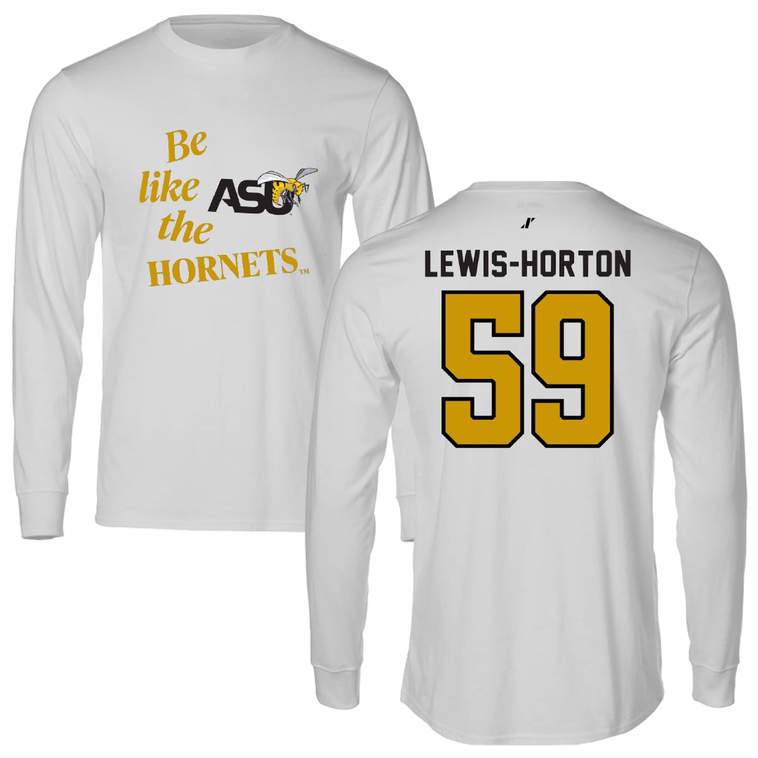Alabama State University Football Light Gray Be Like Us Performance Long Sleeve - #59 Jaland Lewis-Horton