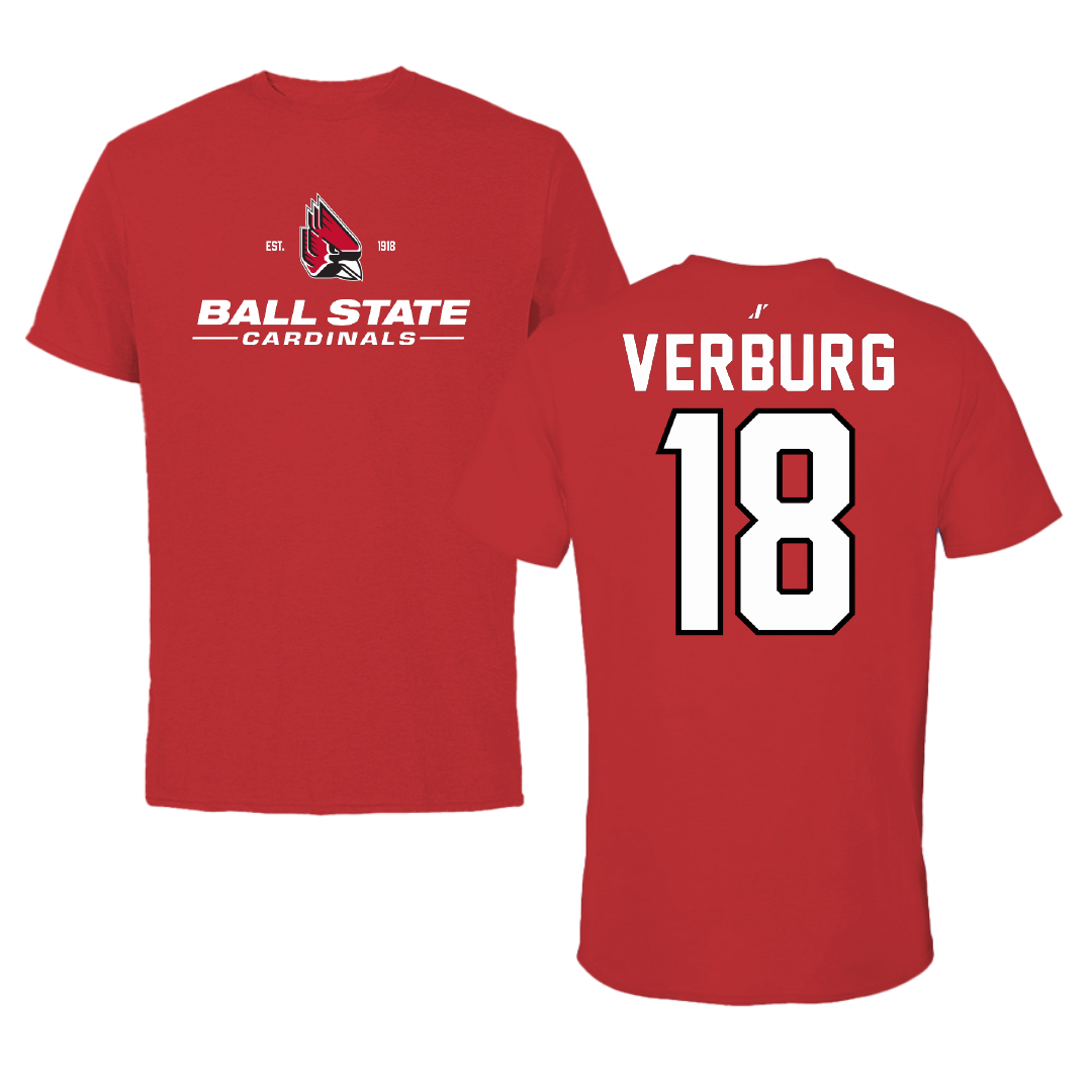 Ball State University Soccer Red General Performance Tee - #18 Kira Verburg