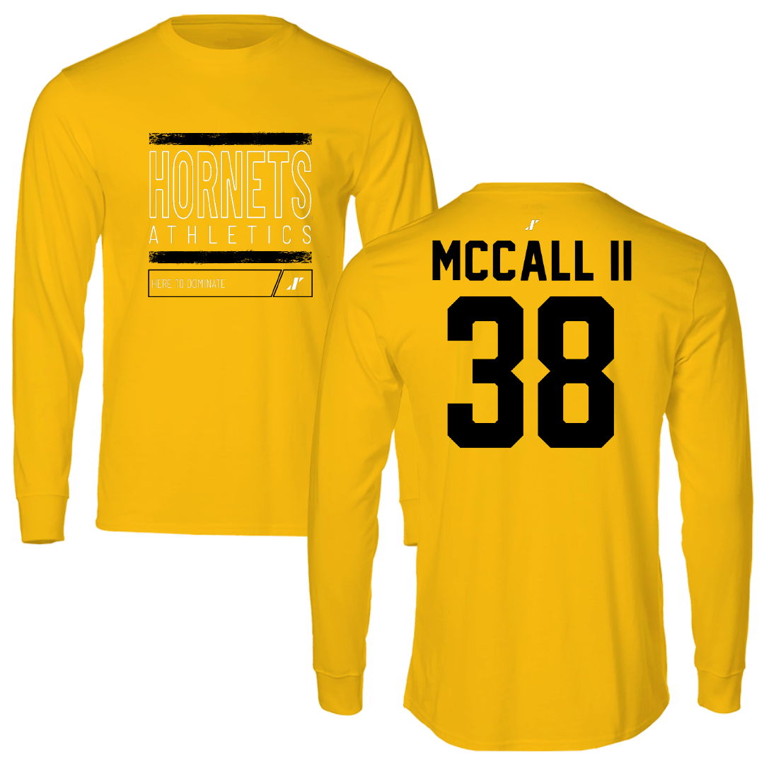 Alabama State University Football Gold Dominate Performance Long Sleeve - #38 Stewart McCall II