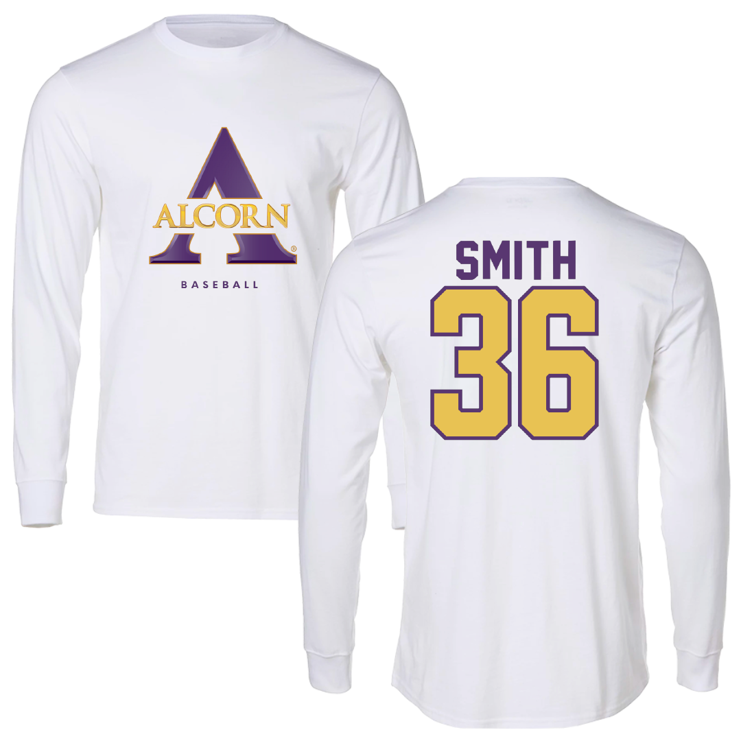 Alcorn State University Baseball White Long Sleeve - #36 Paul Smith