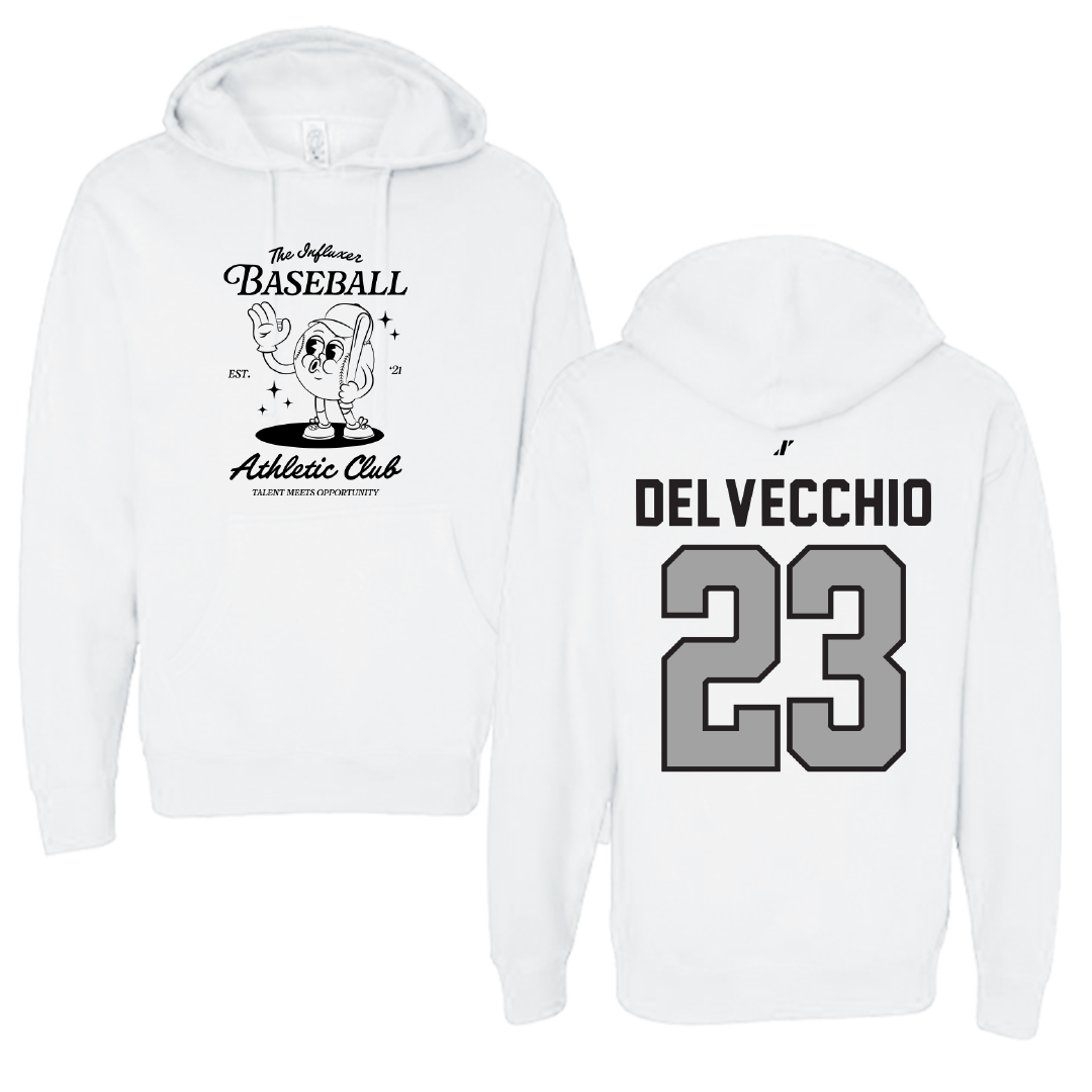 Baseball White Influxer Athletic Club Hoodie - #23 Matthew DelVecchio