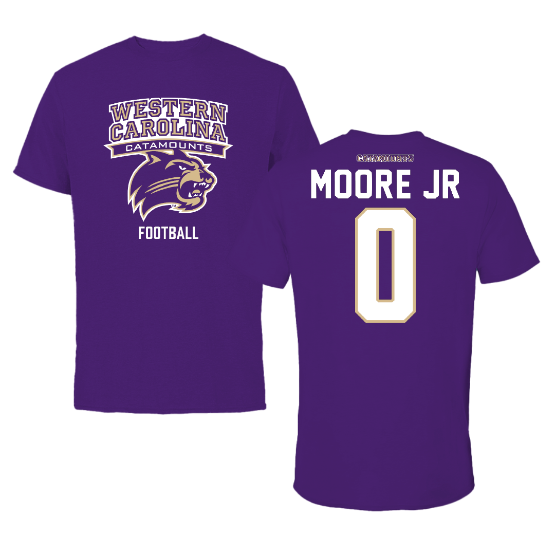 Western Carolina University Football Purple Performance Tee - #0 Ken Moore Jr