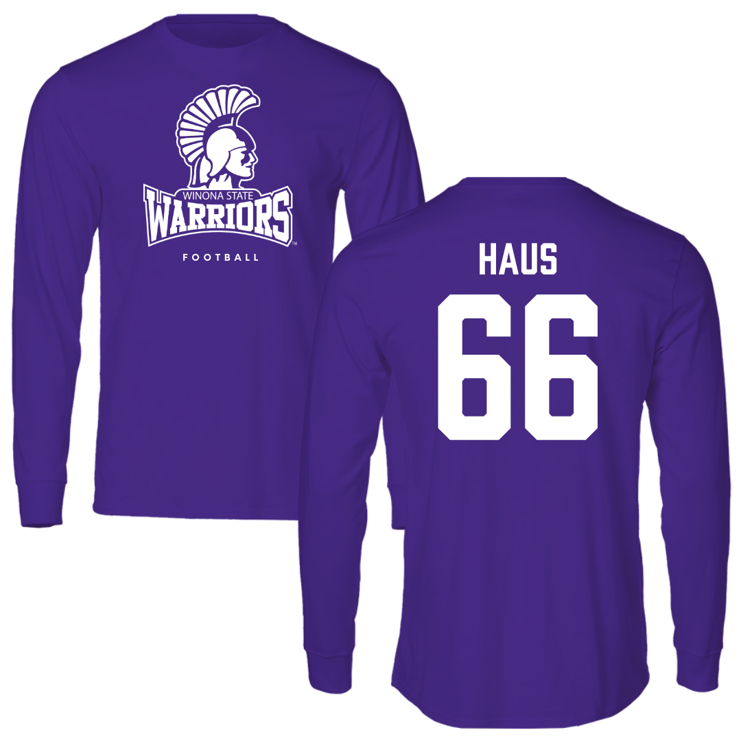 Winona State University Football Purple Long Sleeve - #66 Blake Haus