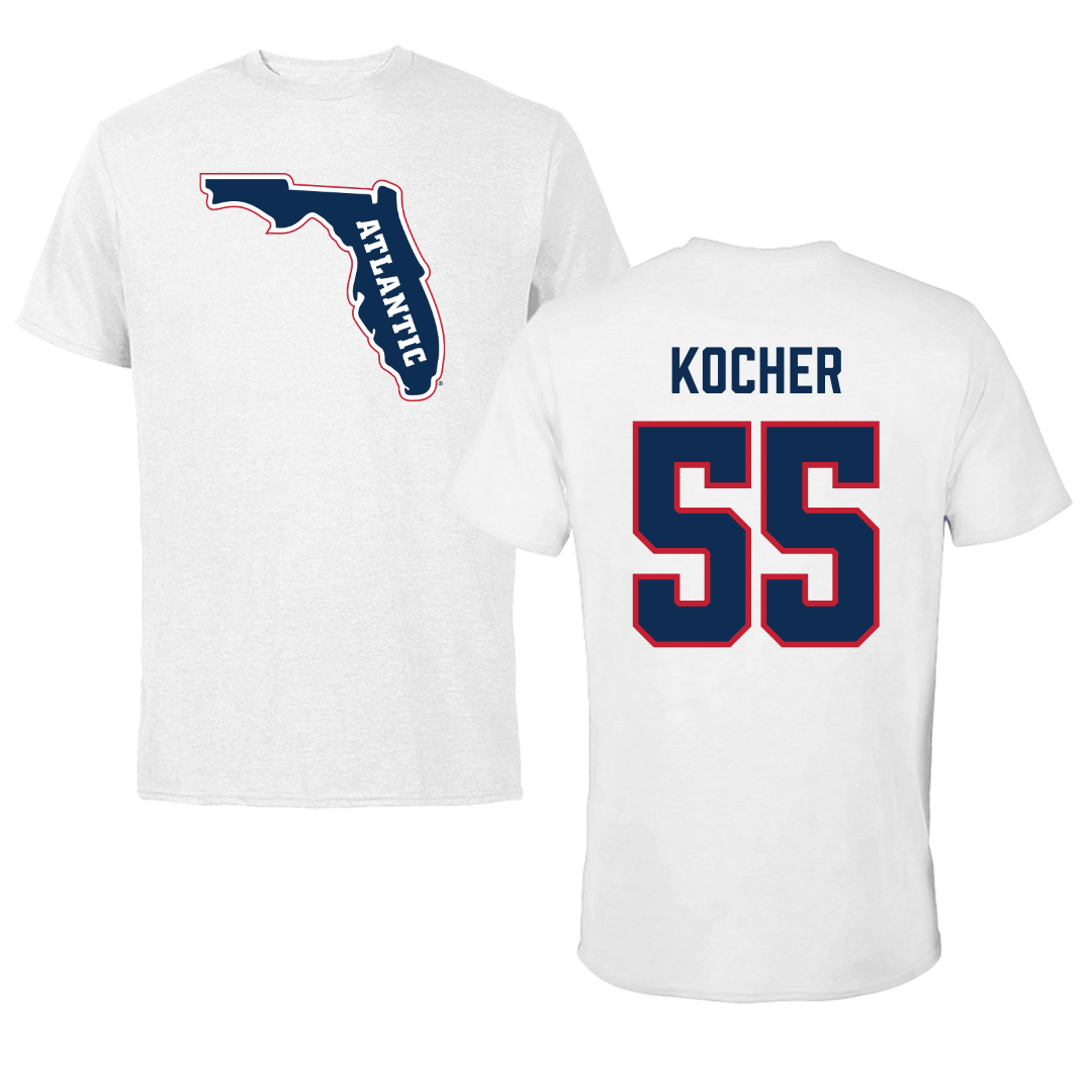 Florida Atlantic University Football White Tee - #55 Alexander Kocher