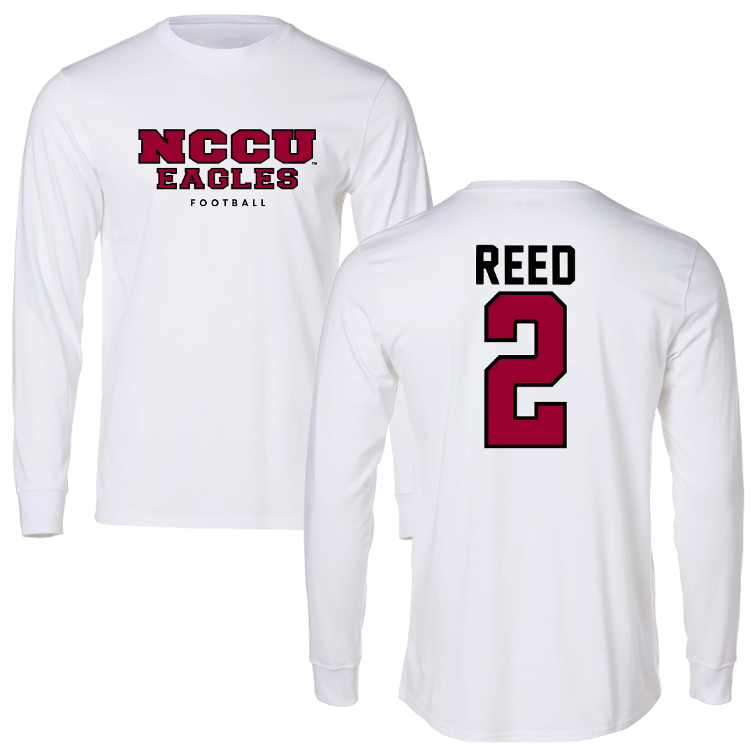 North Carolina Central University Football White Performance Long Sleeve - #2 Malcolm Reed