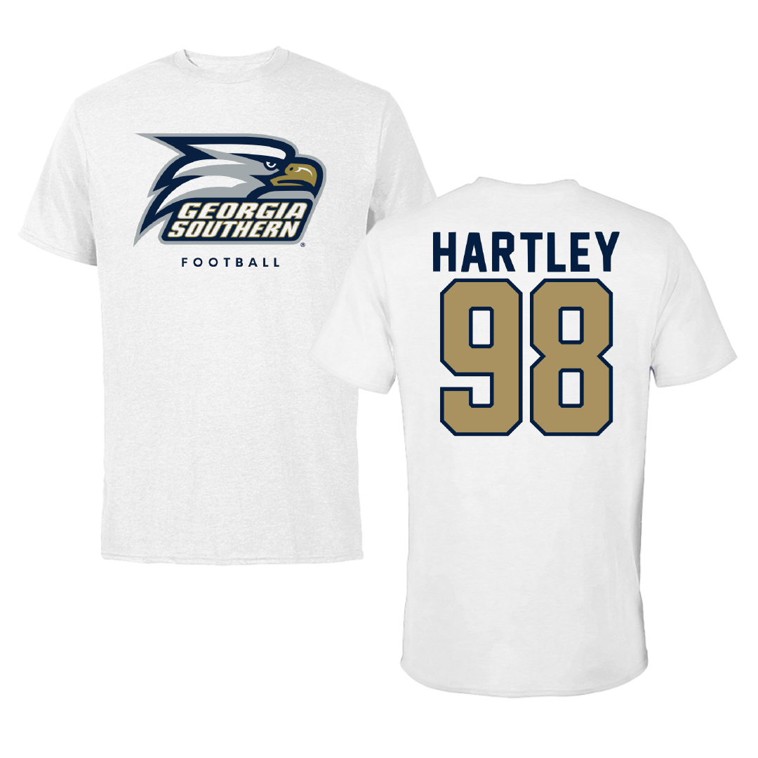 Georgia Southern University Football White Performance Tee - #98 TJ Hartley