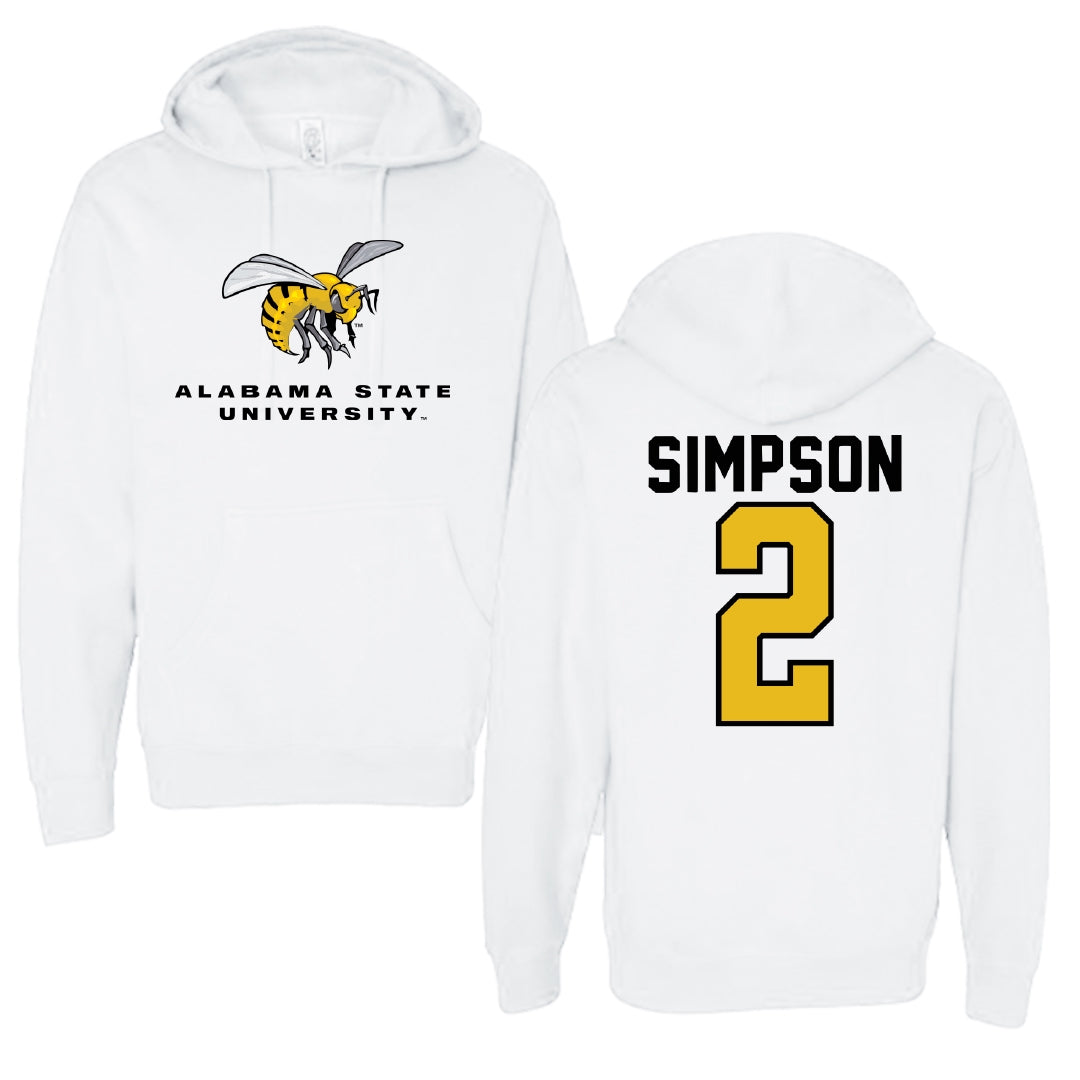 Alabama State University Basketball White Block Hoodie - #2 micah simpson