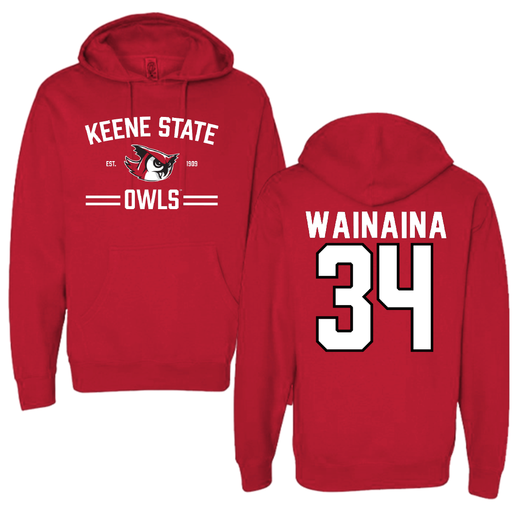 Keene State College Basketball Red General Hoodie - #34 Denis Wainaina