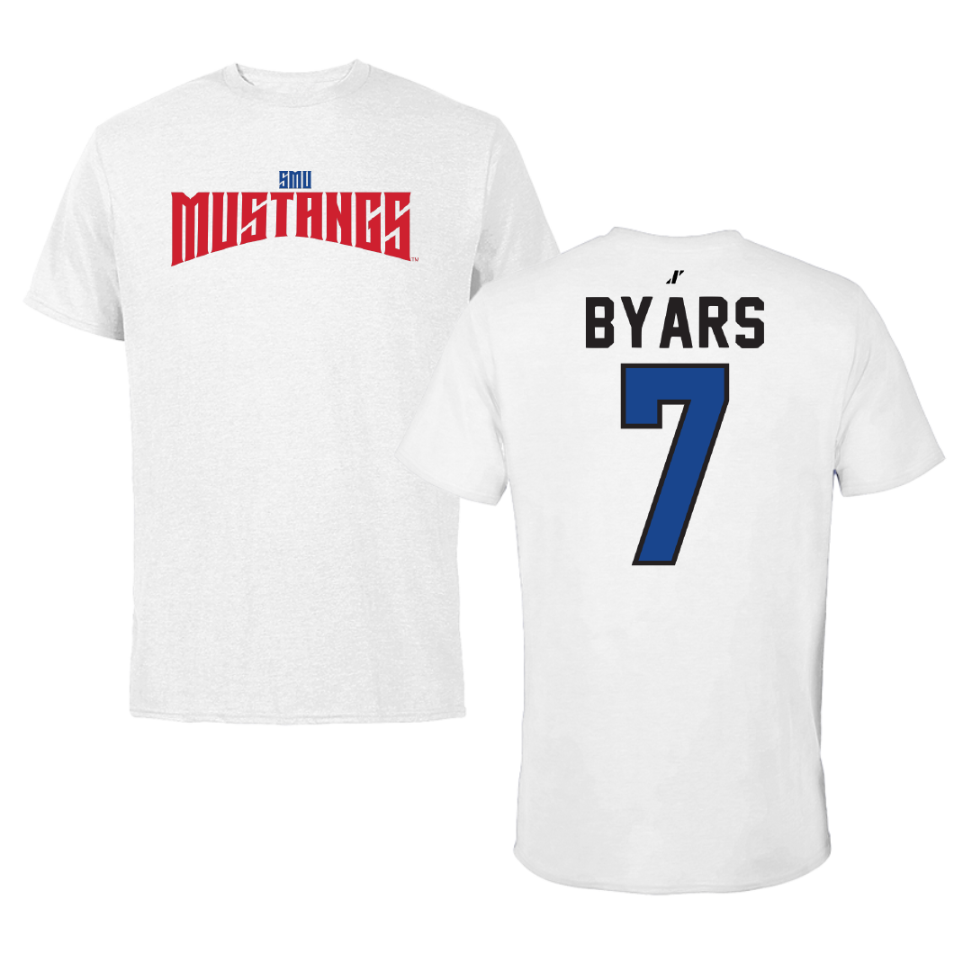 Southern Methodist University Soccer White Classic Tee - #7 Truth Byars