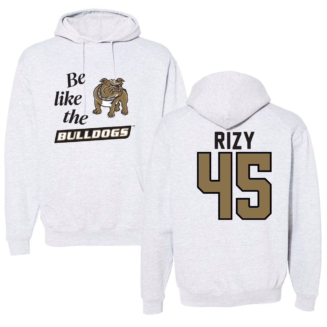 Bryant University Baseball Light Gray Be Like Us Hoodie - #45 Kyle Rizy