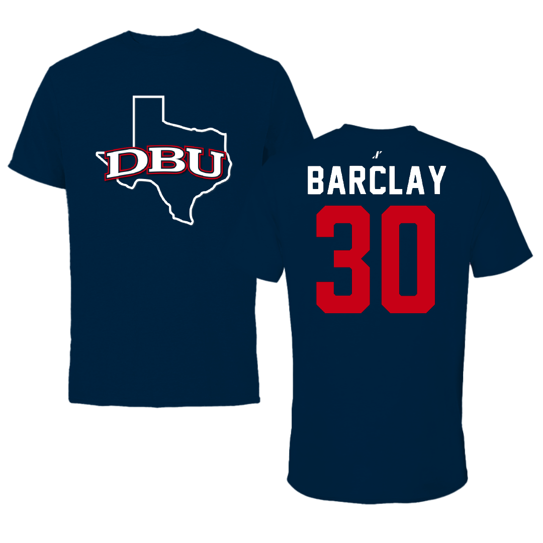 Dallas Baptist University Soccer Navy State Performance Tee - #30 Paige Barclay