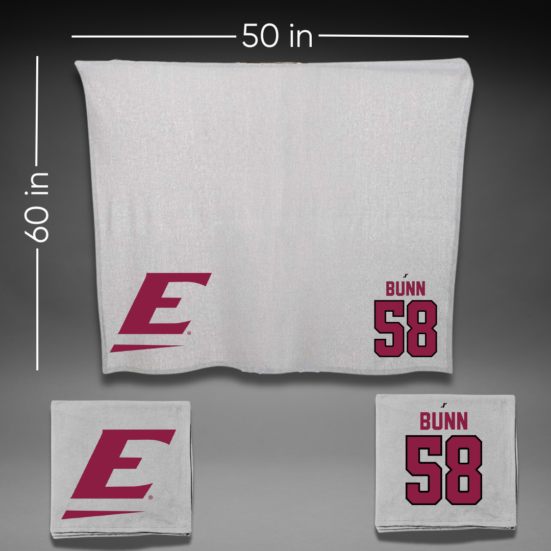 Eastern Kentucky University Football Gray Blanket - #58 Isaiah Bunn