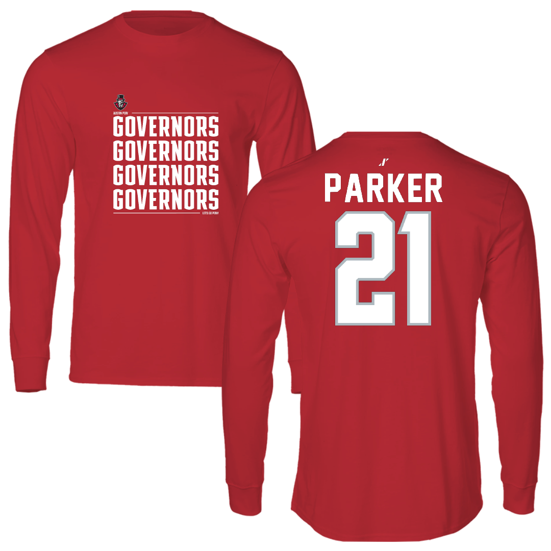 Austin Peay State University Football Red General Long Sleeve - #21 Denver Parker