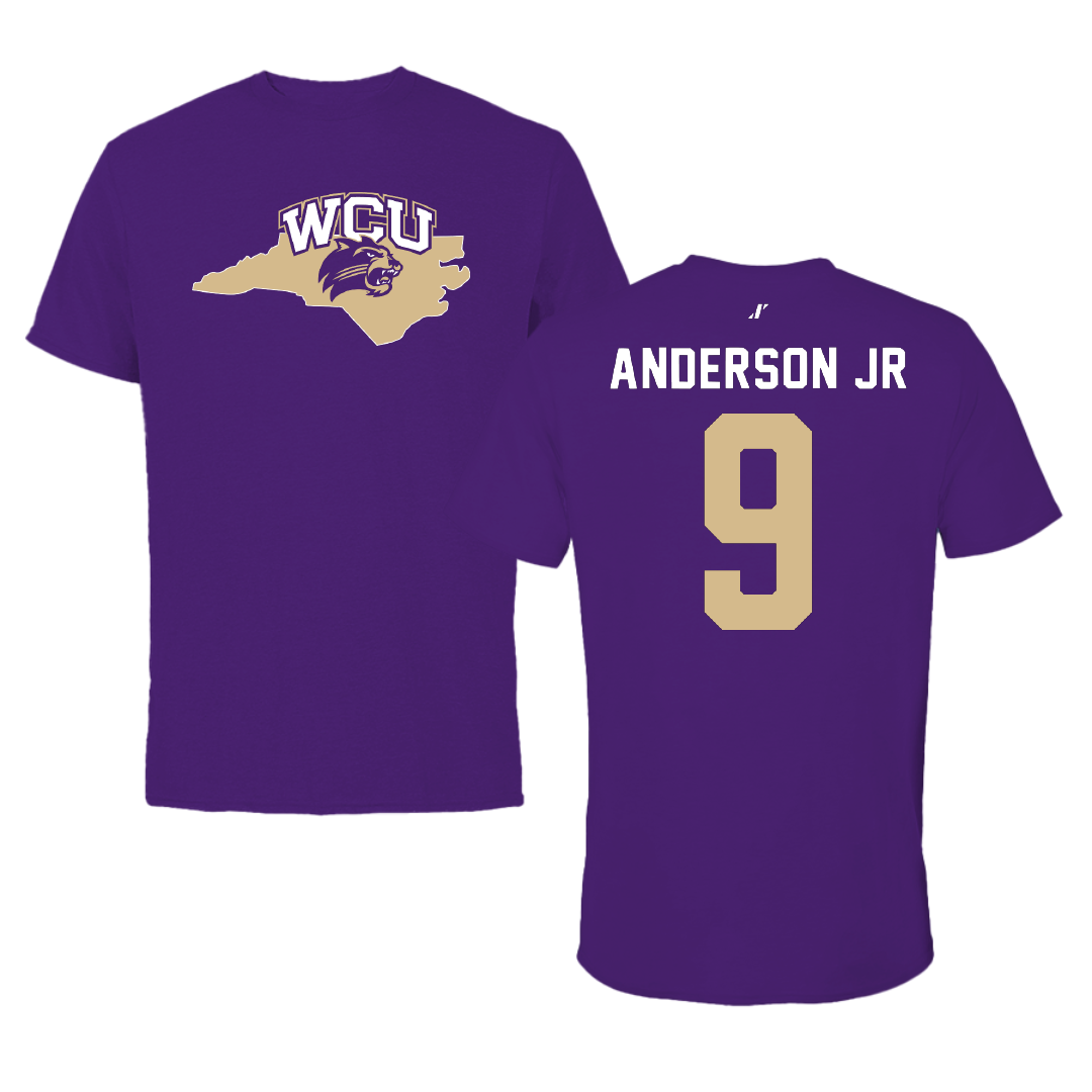 Western Carolina University Football Purple State Tee - #9 Darian Anderson Jr