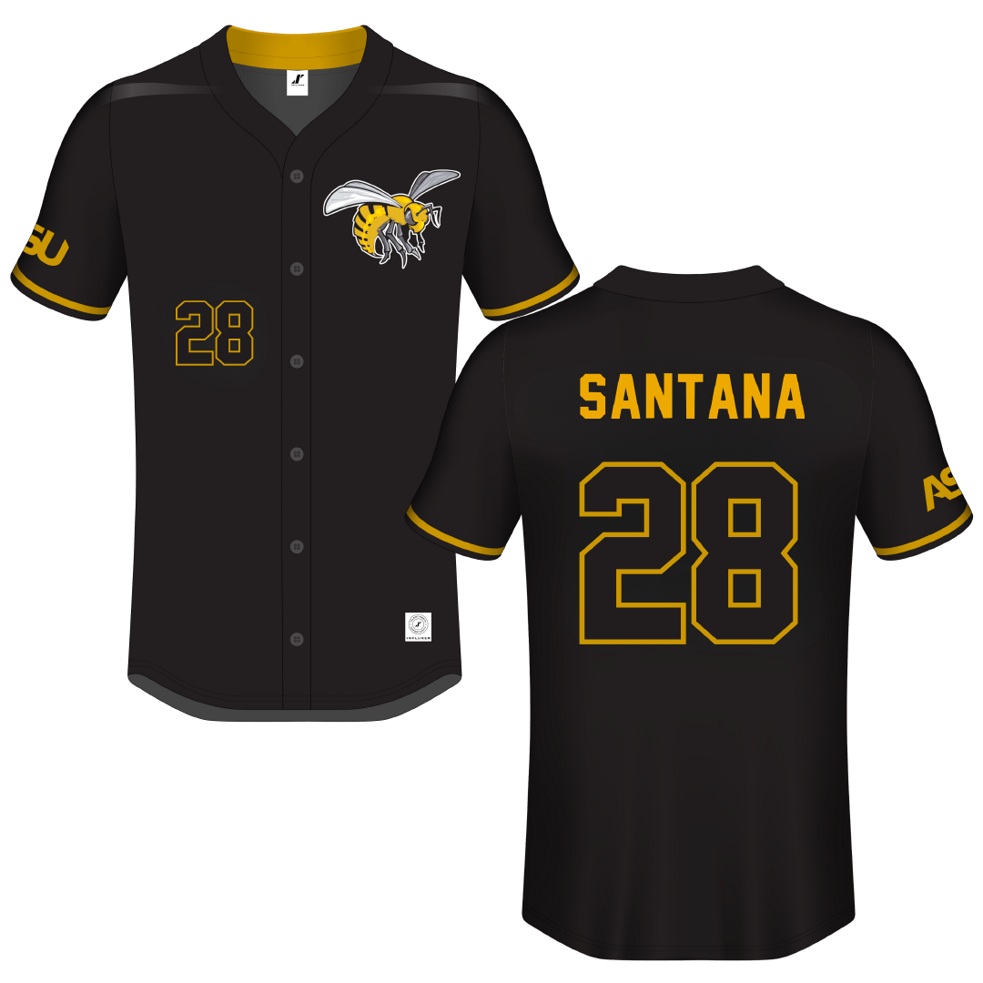 Alabama State University Black Button-Down Jersey - #28 Fabian Santana