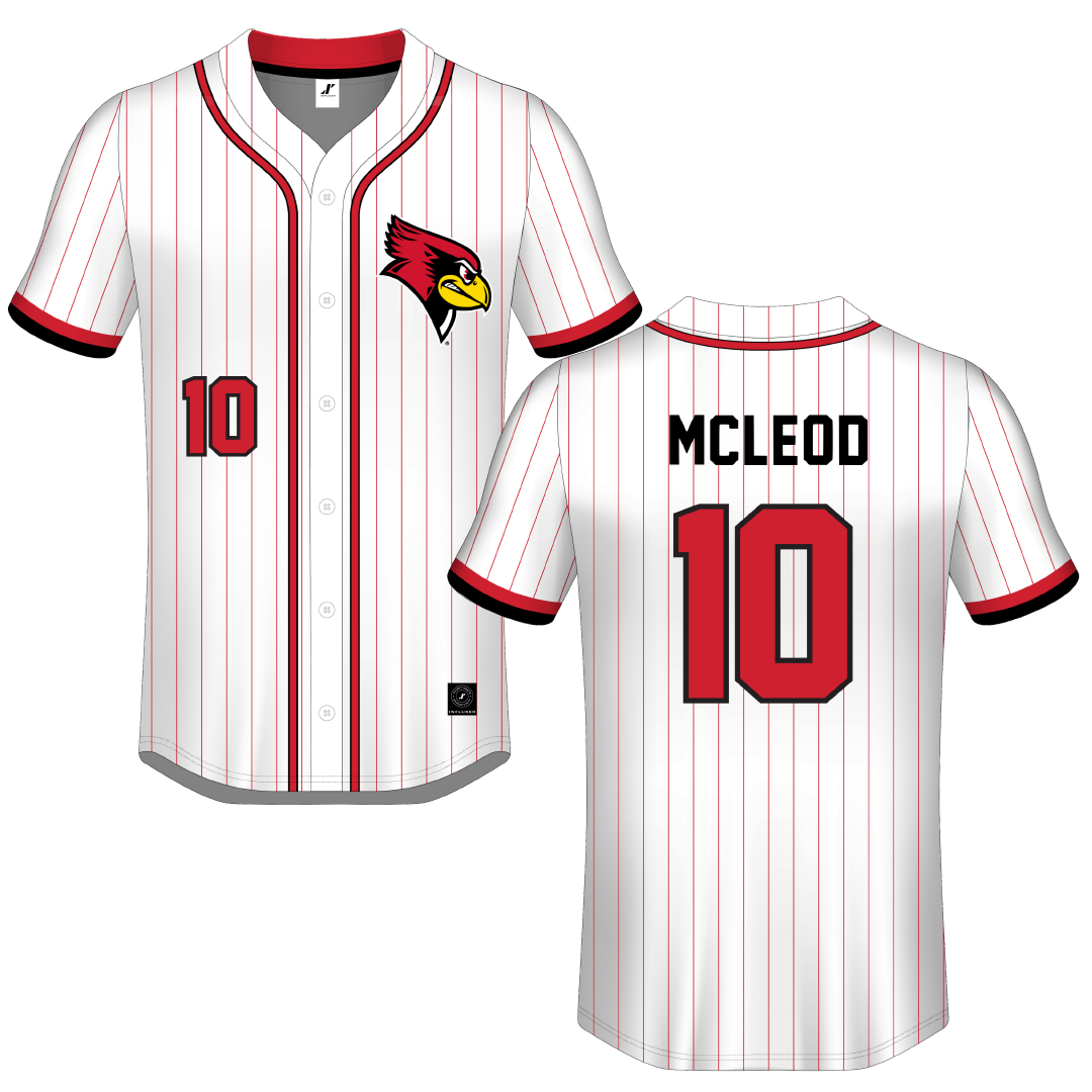 Illinois State University White Pinstripe Button-Down Jersey - #10 Paige McLeod