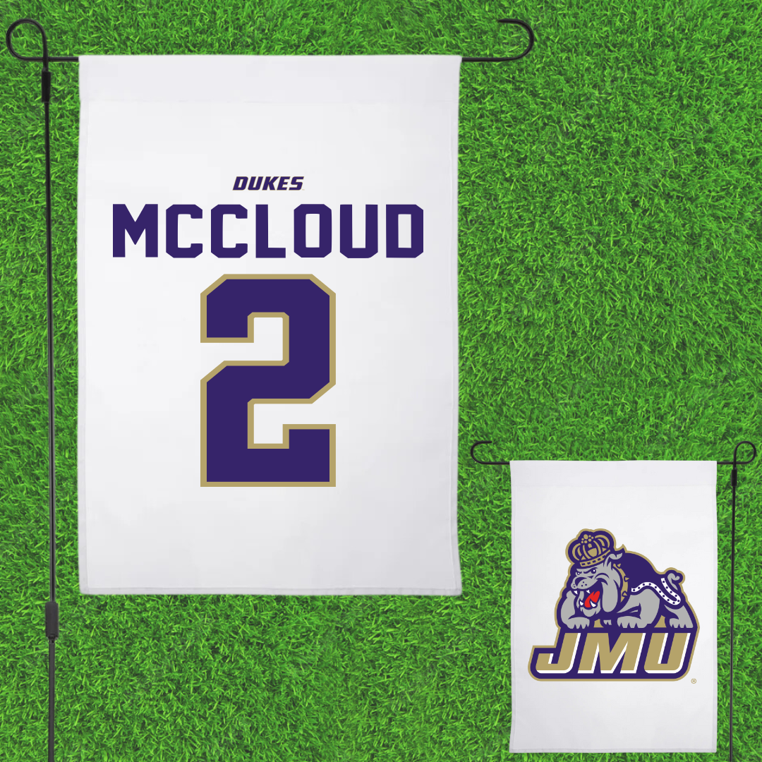 James Madison University Football White Garden Flag - #2 Jordan McCloud