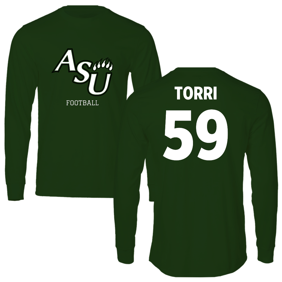 Adams State University Football Forest Green Block Long Sleeve - #59 Owen Torri