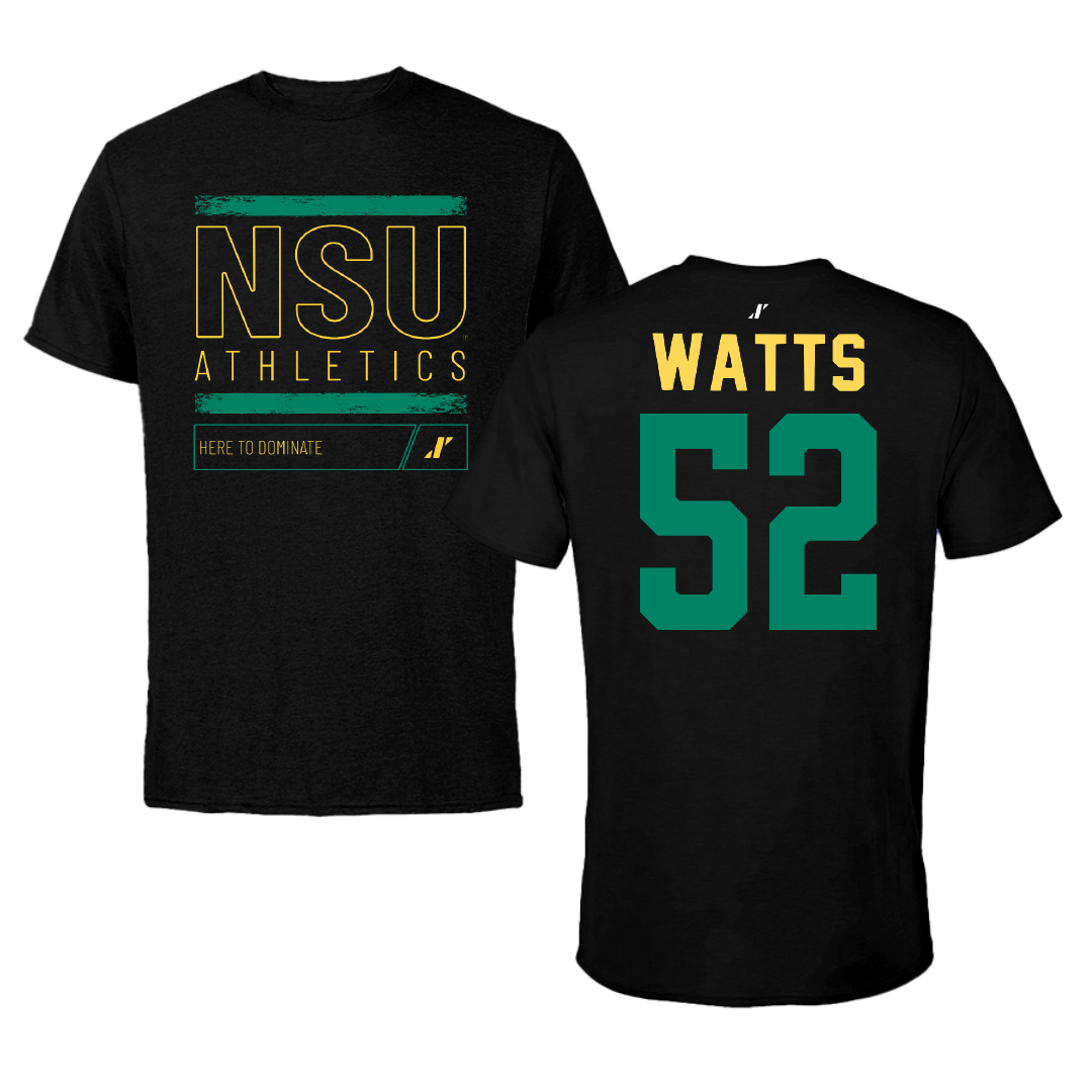 Norfolk State University Football Black Dominate Tee - #52 Matthieu Watts
