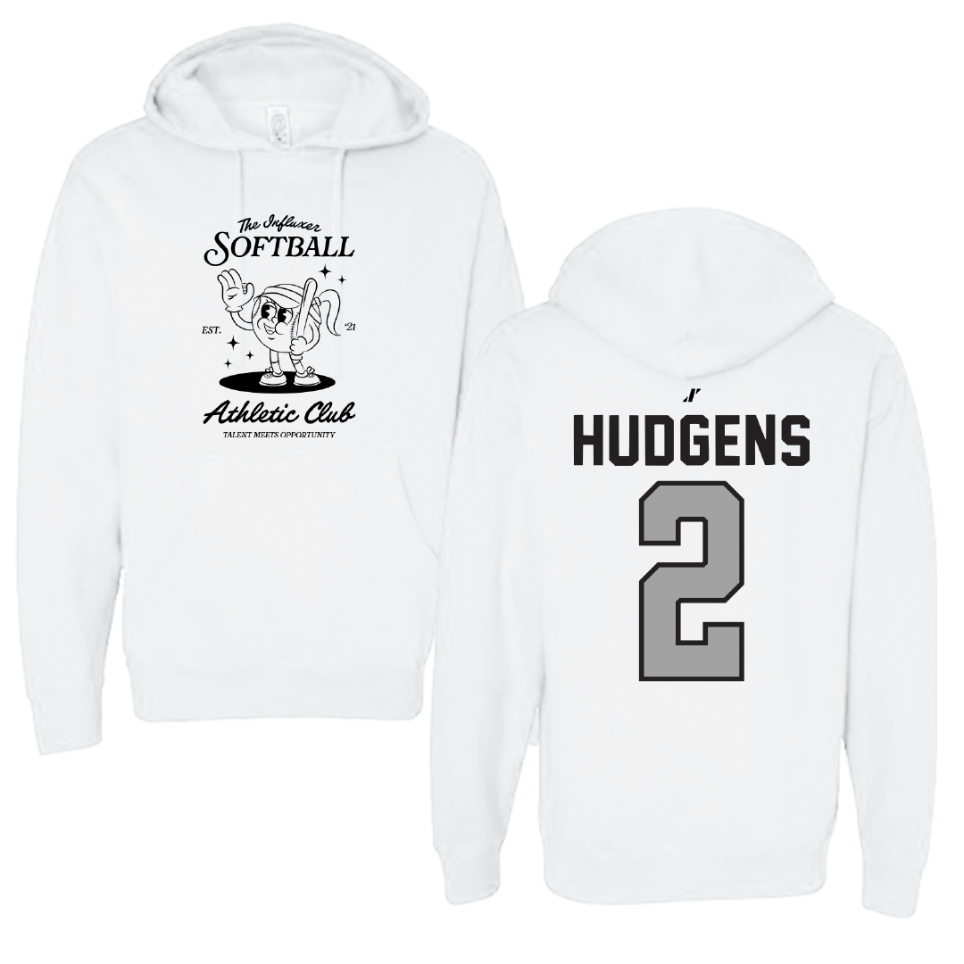 Softball White Influxer Athletic Club Hoodie - #2 Clara Hudgens