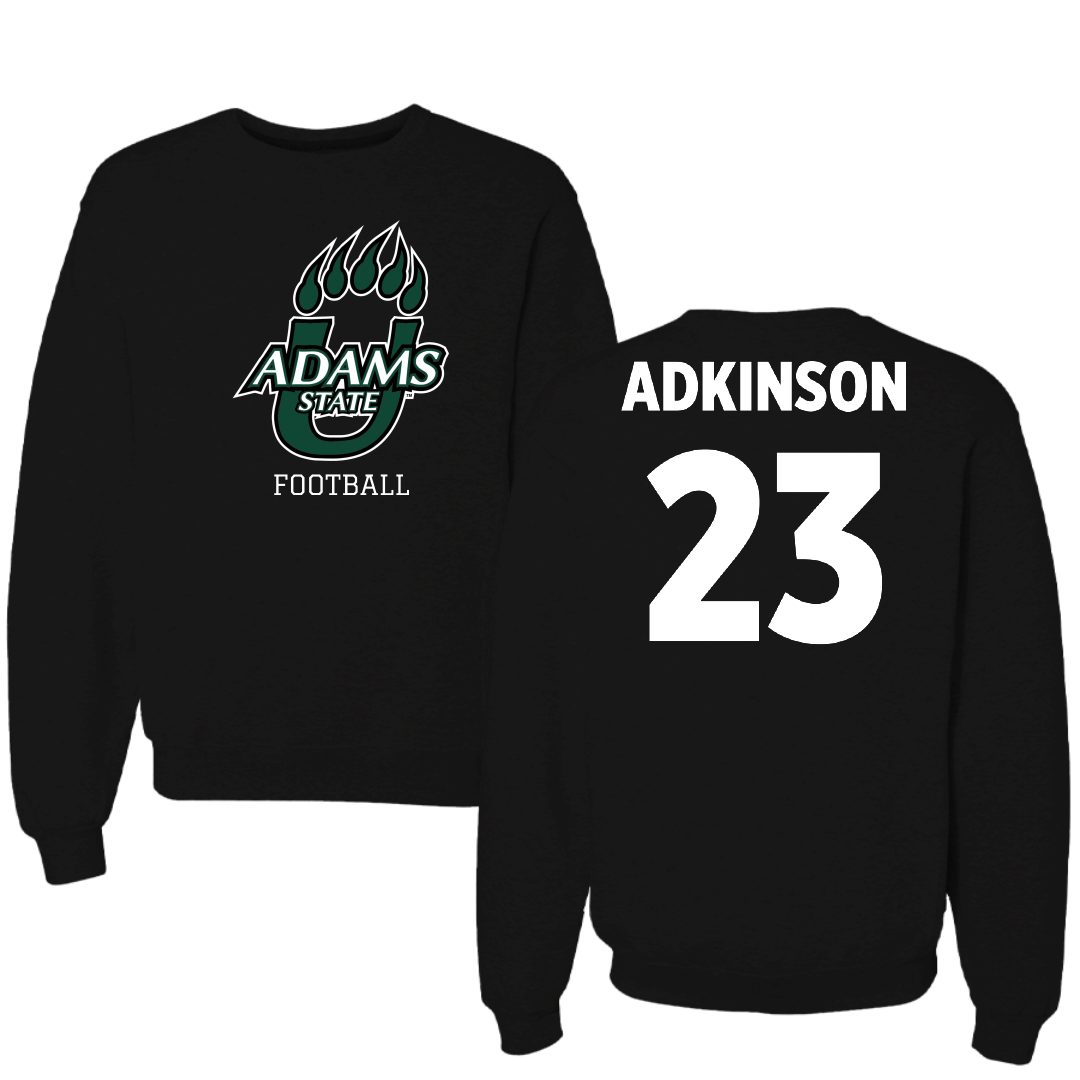 Adams State University Football Black State Crewneck - #23 Jason Adkinson