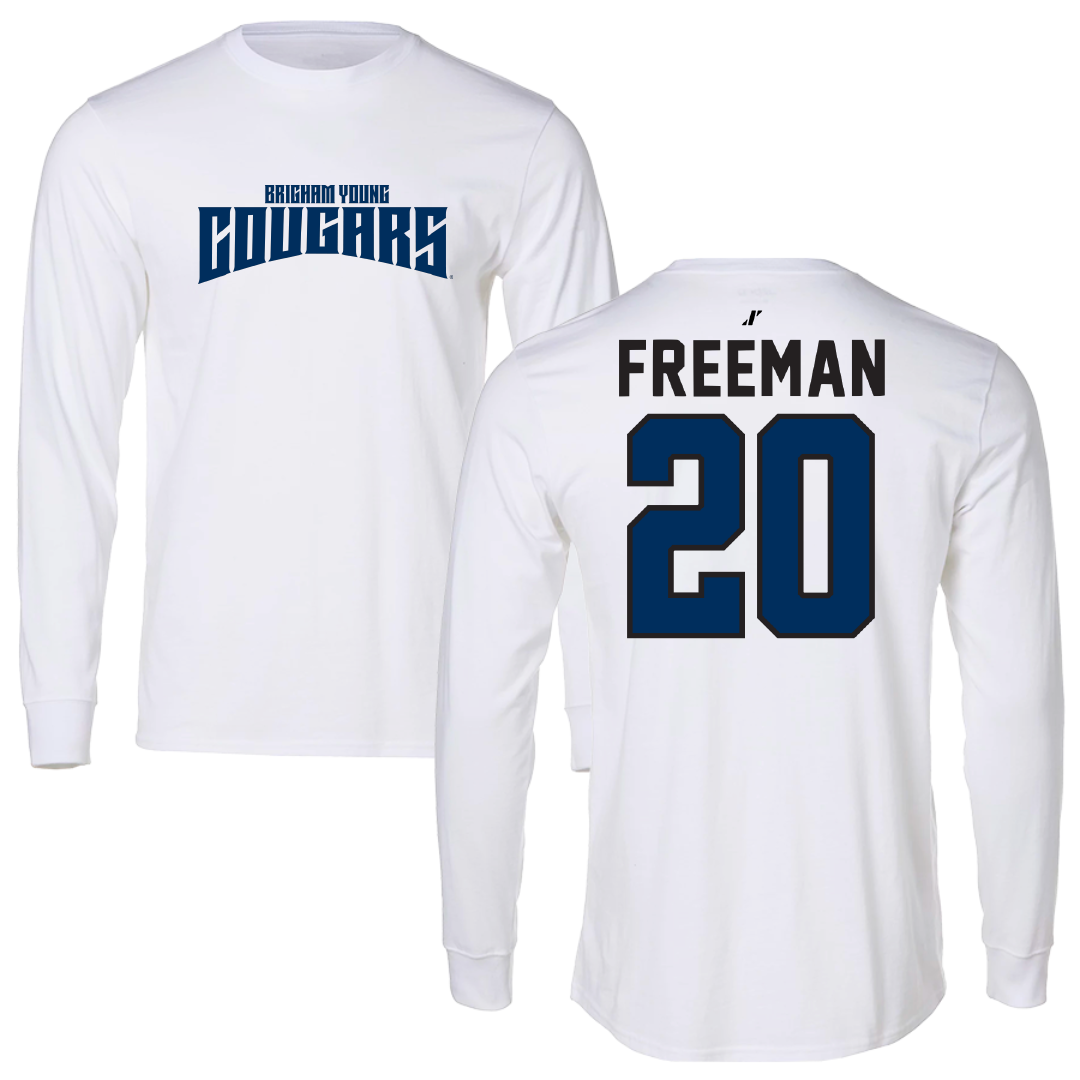 Brigham Young University Soccer White Classic Performance Long Sleeve - #20 Presley Freeman