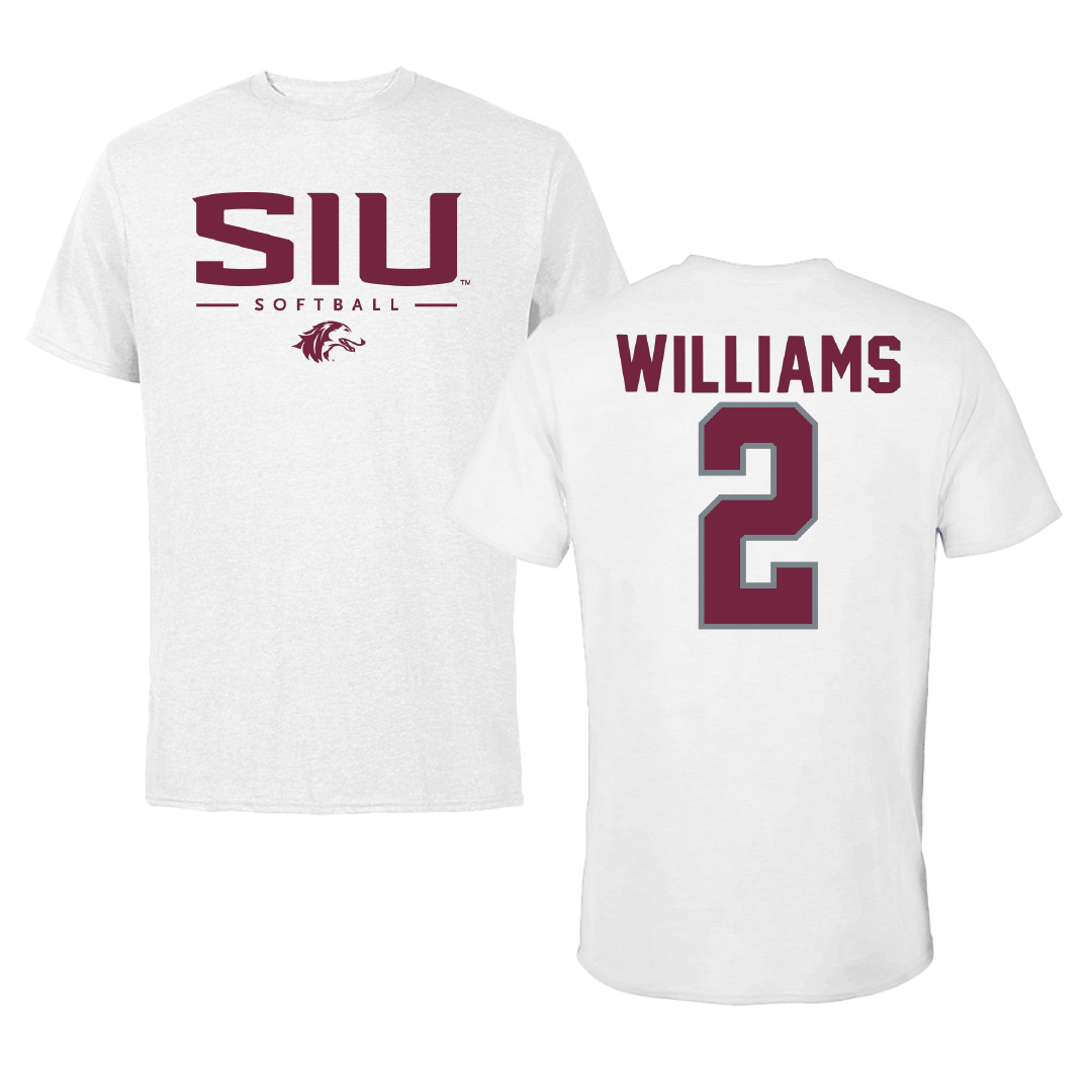Southern Illinois University at Carbondale Softball White Tee - #2 Emily Williams