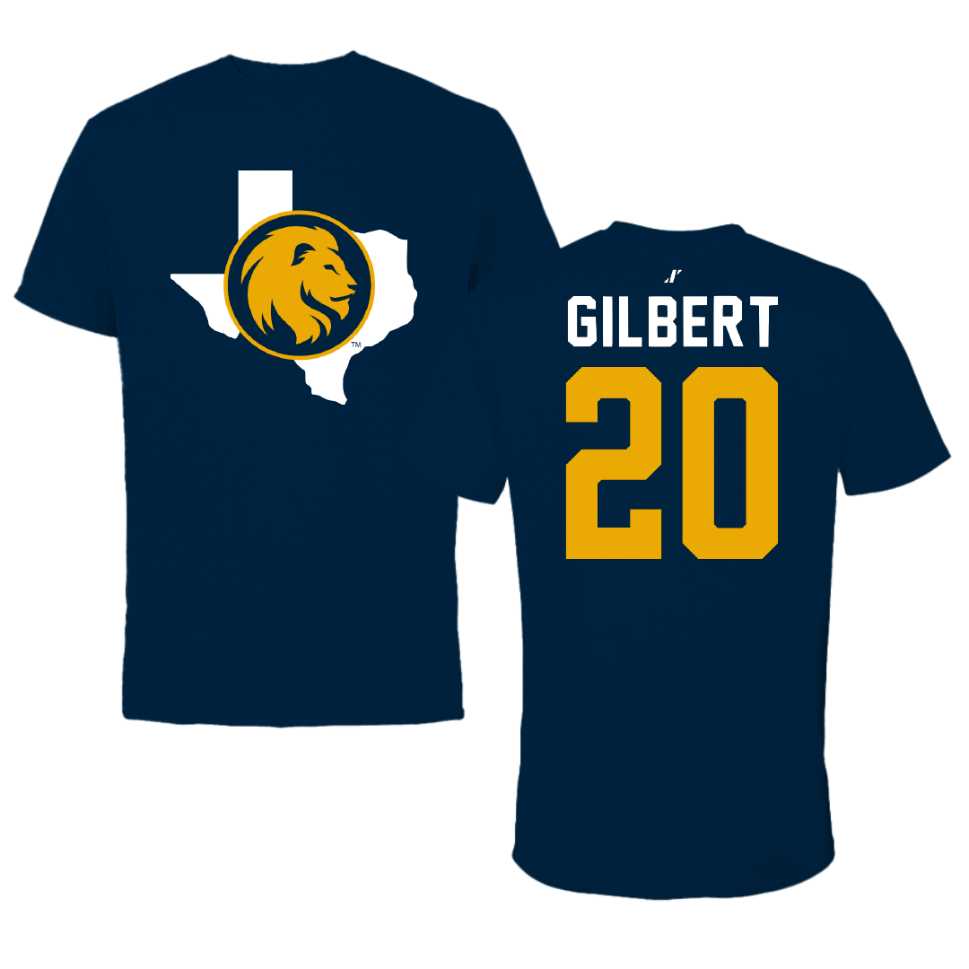 East Texas A&M University Football Navy State Performance Tee - #20 Tramar Gilbert