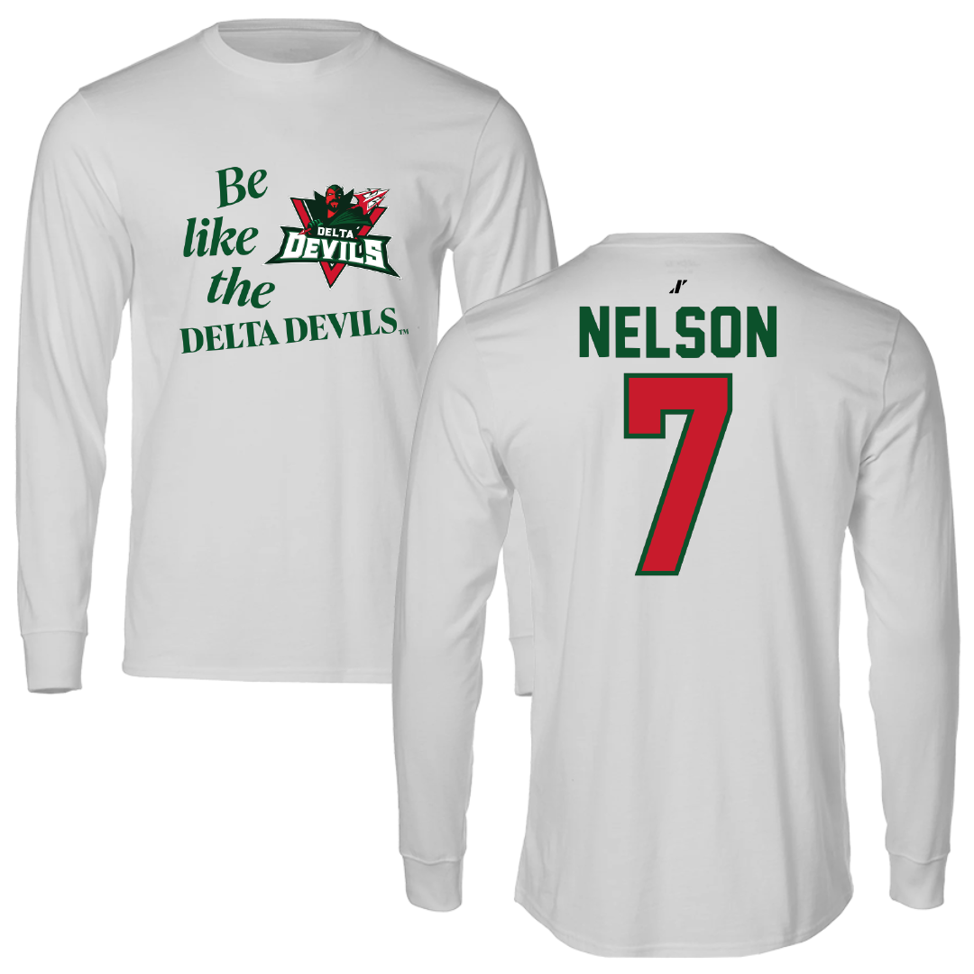 Mississippi Valley State University Football Light Gray Be Like Us Long Sleeve - #7 Camo Nelson