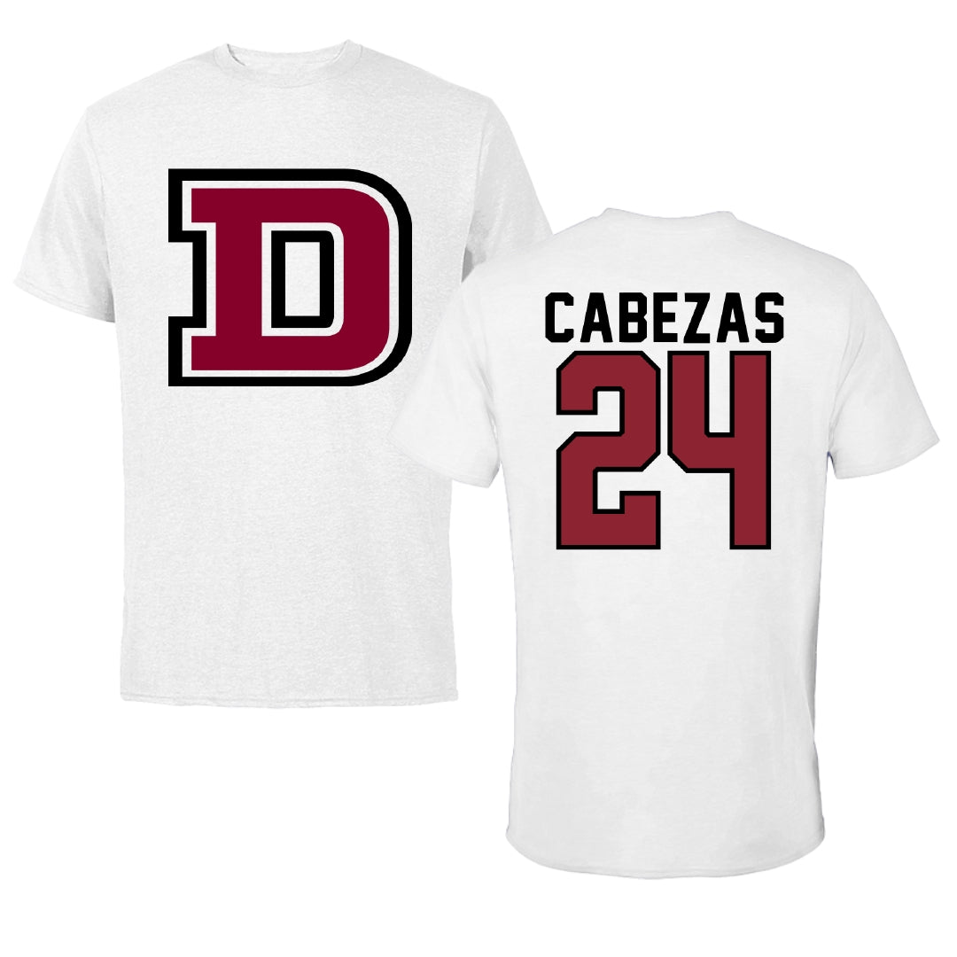 Dean College Volleyball White Performance Tee - #24 Valeria Cabezas