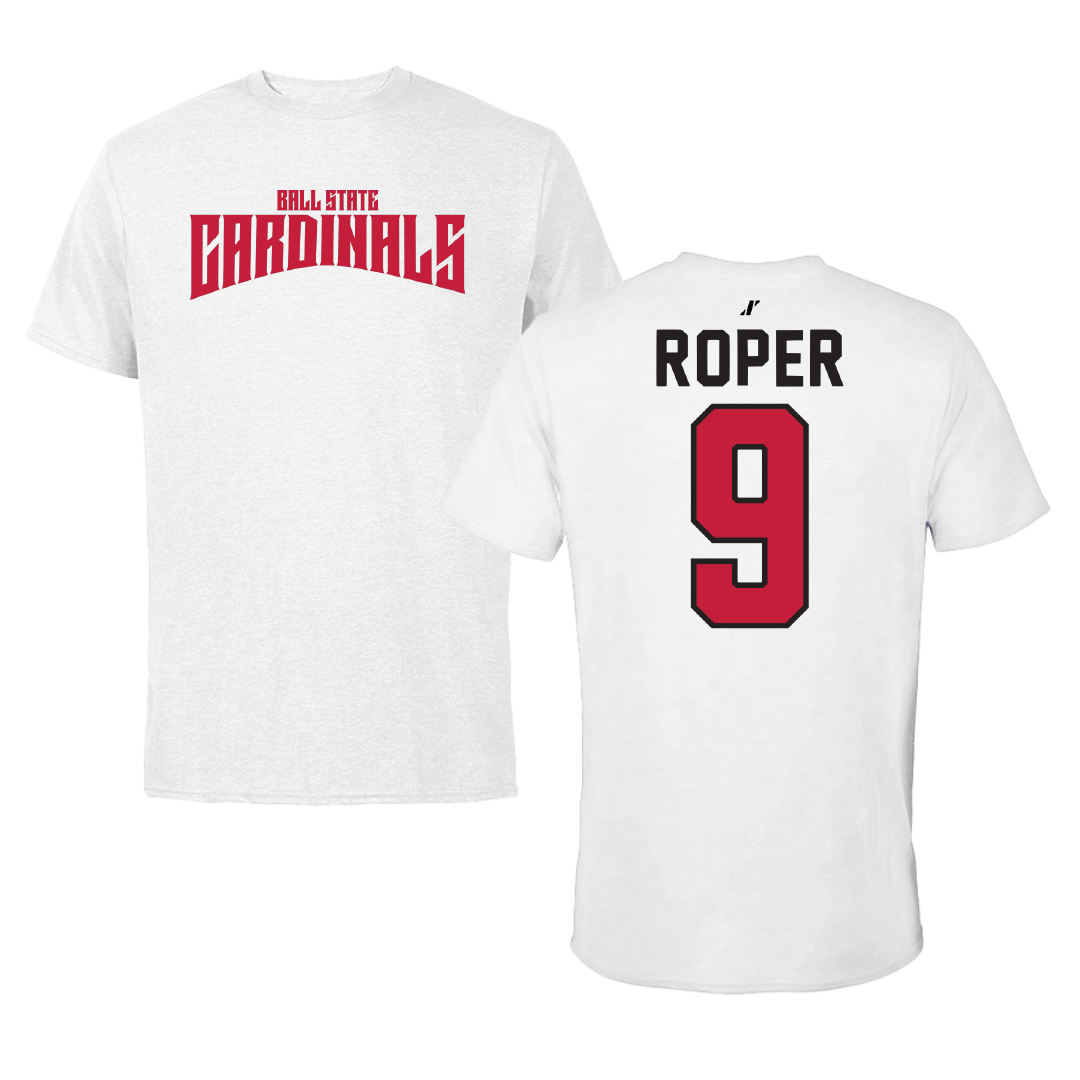 Ball State University Soccer White Classic Tee - #9 Emily Roper
