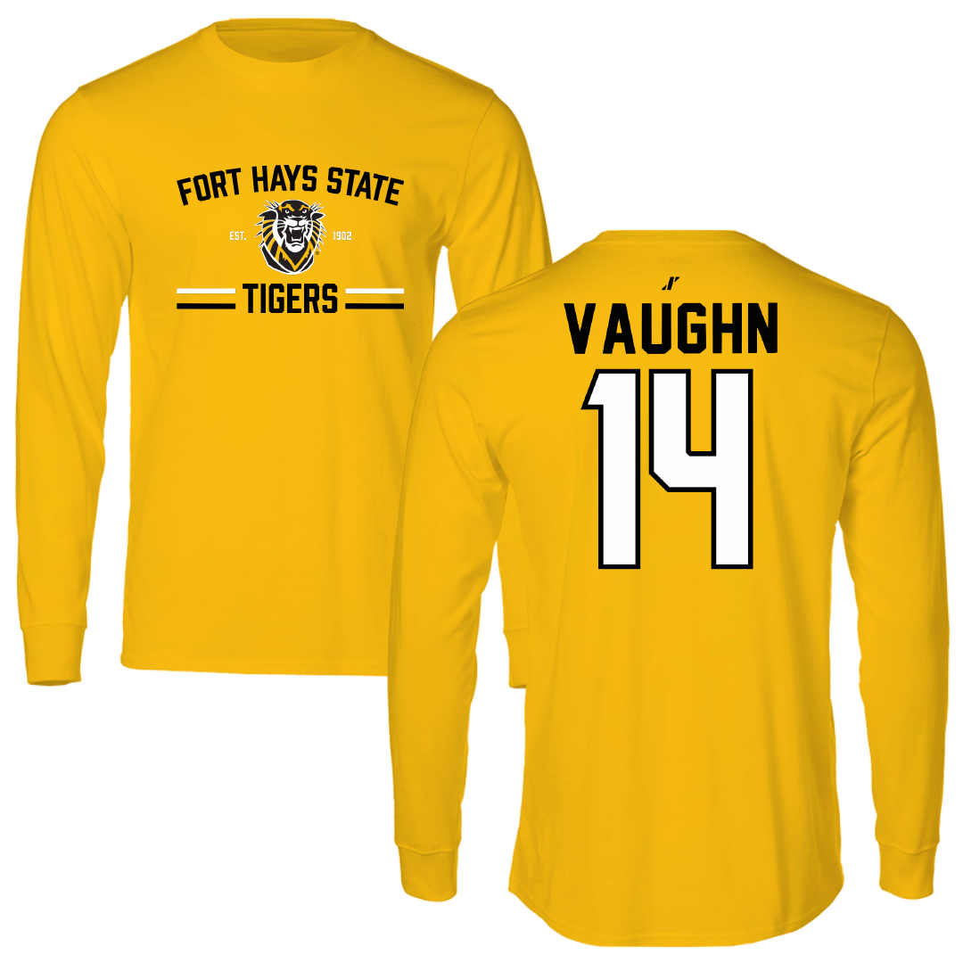 Fort Hays State University Baseball Gold General Performance Long Sleeve - #14 Tanner Vaughn