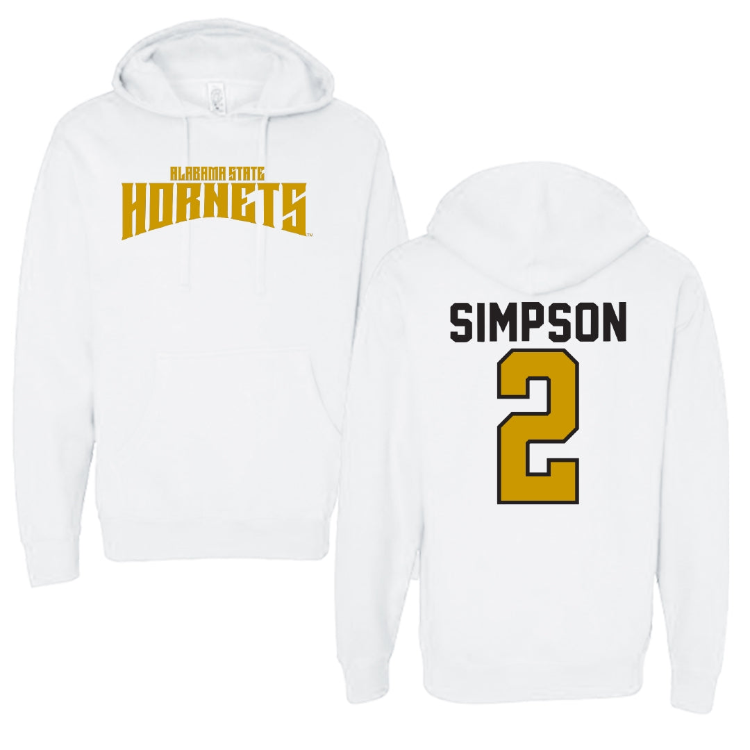 Alabama State University Basketball White Classic Hoodie - #2 micah simpson