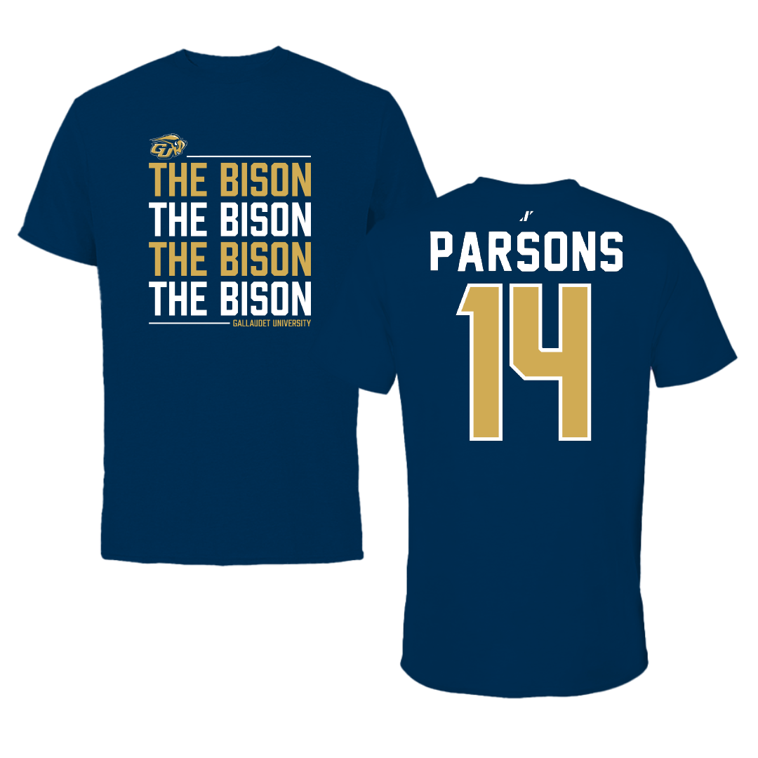 Gallaudet University Football Navy General Tee - #14 Zack Parsons