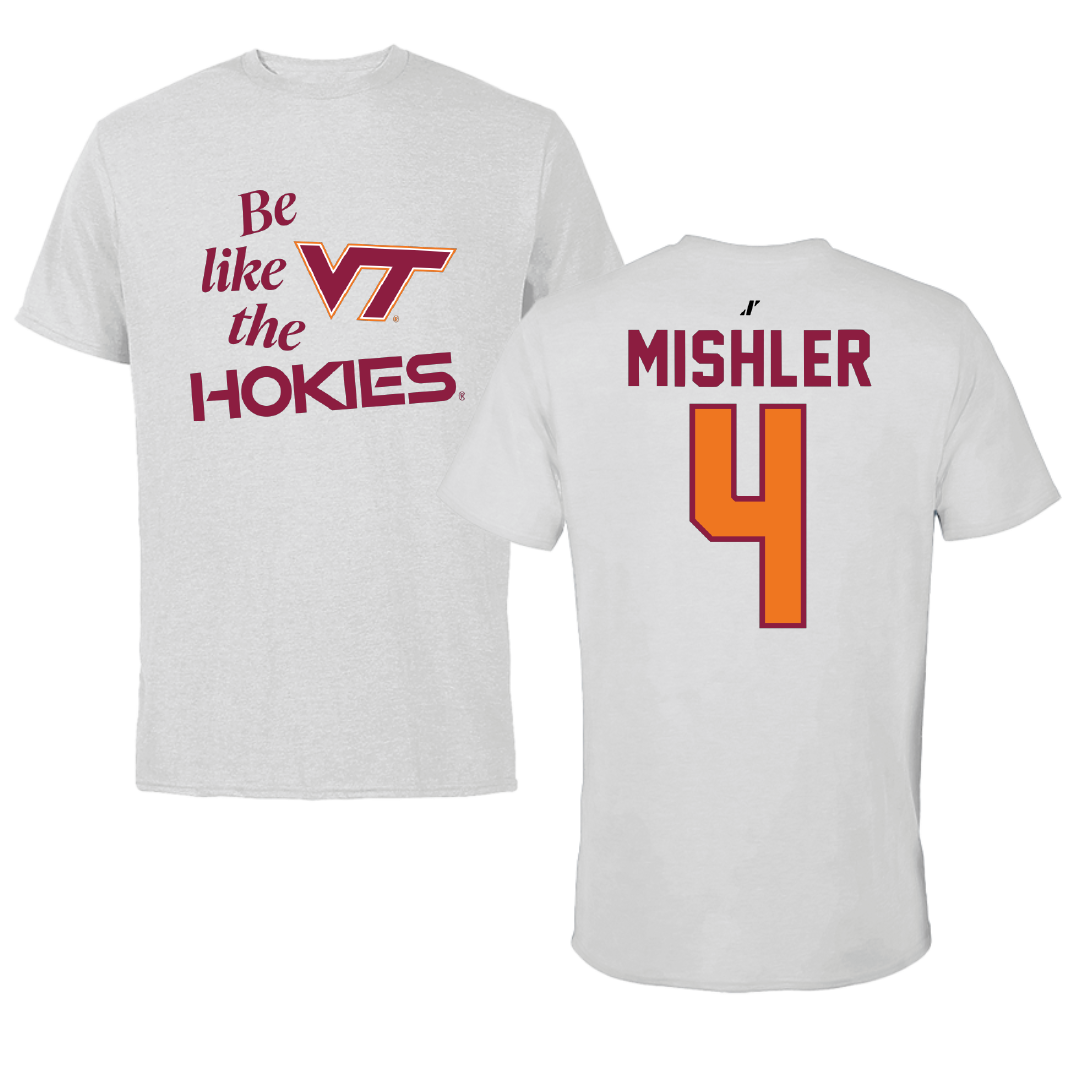 Virginia Tech Volleyball Light Gray Be Like Us Tee - #4 Izzy Mishler