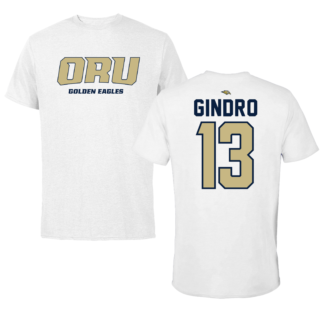 Oral Roberts University Soccer White Performance Tee - #13 Enzo Gindro