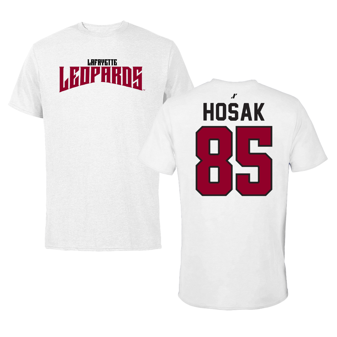 Lafayette College Football White Classic Performance Tee - #85 Ethan Hosak