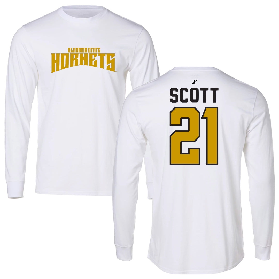 Alabama State University Softball White Classic Long Sleeve - #21 Alana Scott