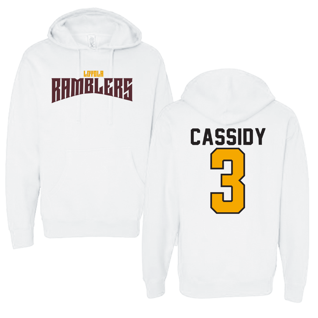 Loyola University-Chicago Soccer White Classic Hoodie - #3 Amanda Cassidy