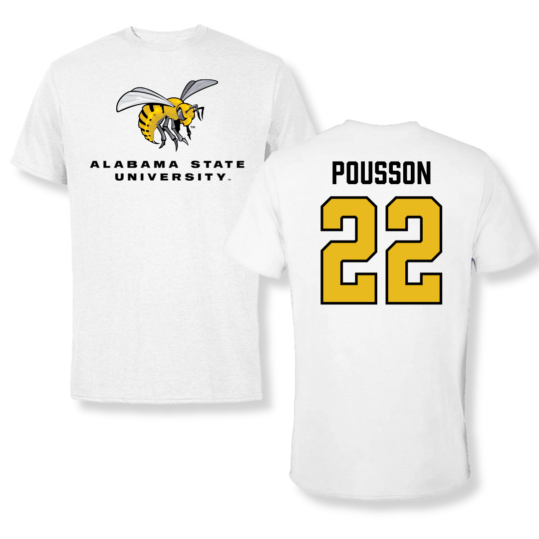 Alabama State University Softball White Tee - #22 Kohanna Pousson