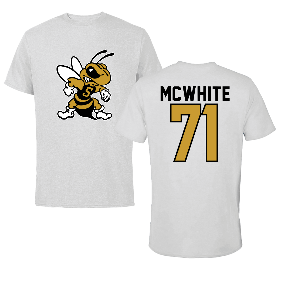 West Virginia State University Football Light Gray Performance Tee - #71 Sowande McWhite