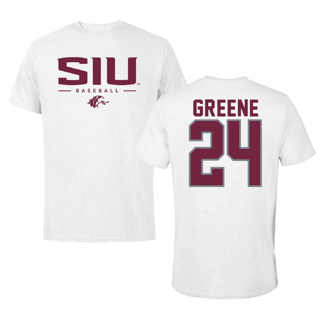 Southern Illinois University at Carbondale Baseball White Performance Tee - #24 Tyson Greene