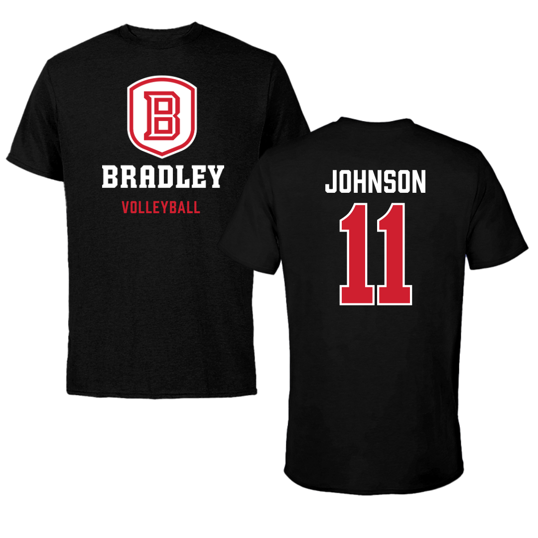Bradley University Volleyball Black Block Performance Tee - #11 Abby Johnson